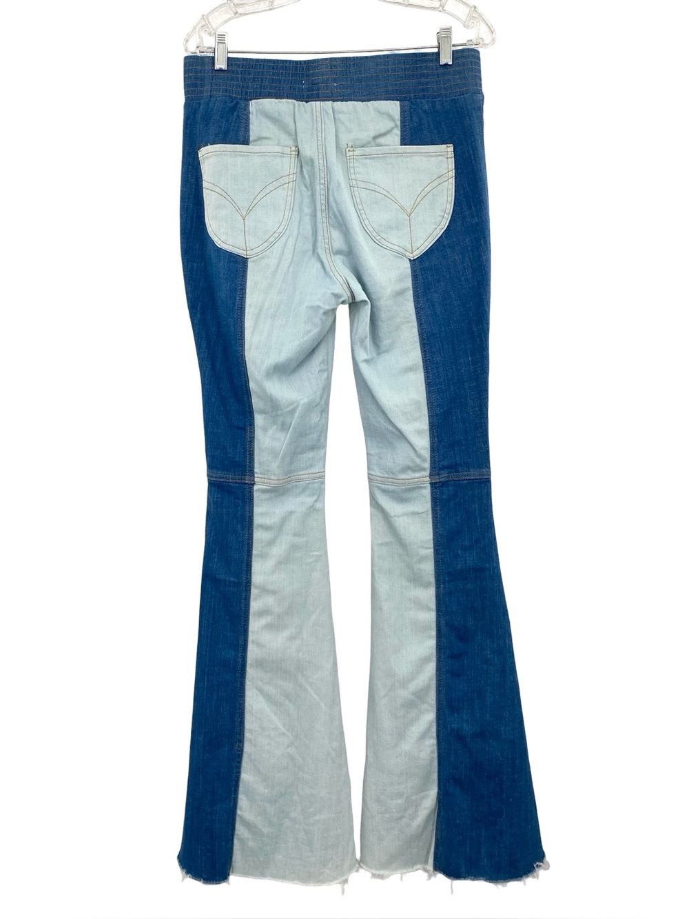 Turquoise Haven Two Tone Patchwork Flare Jeans New Medium Size 12-14 - Picture 6 of 10